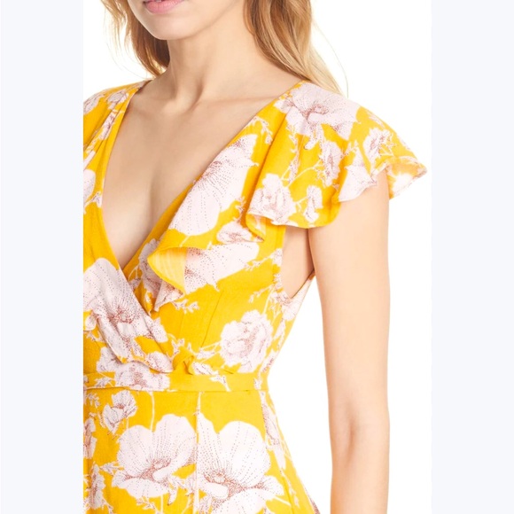 FREE PEOPLE French Quarter Yellow Floral Print Wrap Dress - Picture 2 of 13